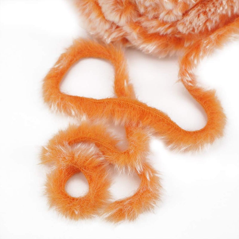 NICEEC 2 Skeins Faux Fur Yarn Super Soft, Chunky & Fluffy, Eyelash Yarn for Crochet & Knitting (Total Length 70yds,3.53oz) - Orange - Image 3